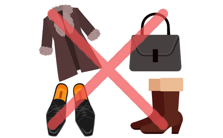 動物性の素材を使用した服や持ち物はNG