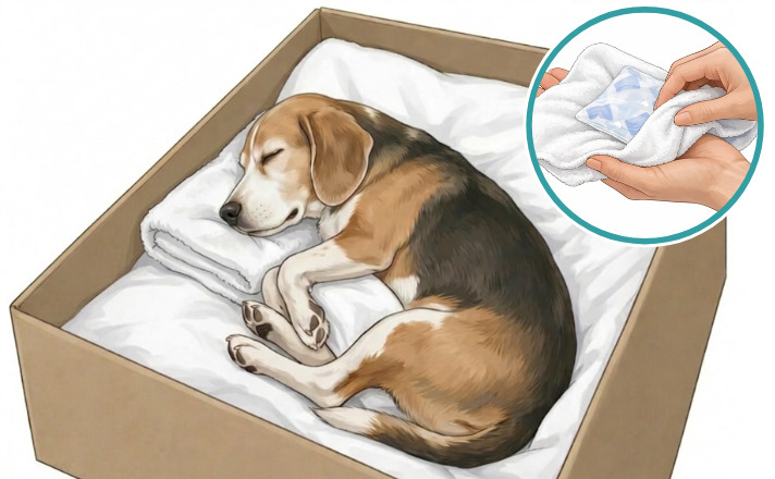 保冷剤を布で包み、ご遺体の周りに置く