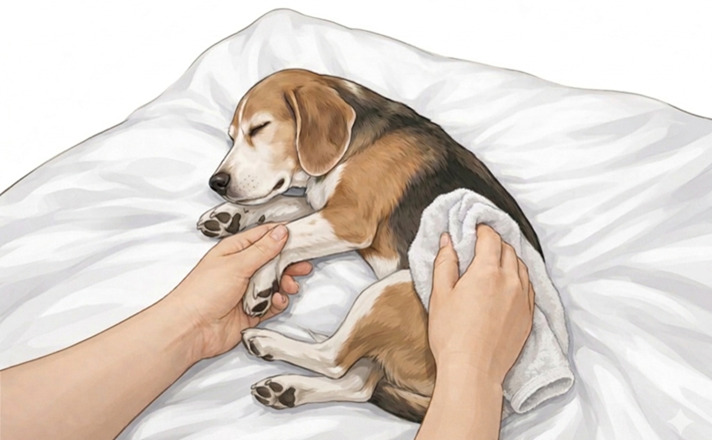 体をきれいに拭いてあげる